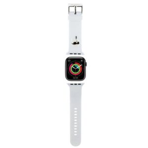 Karl Lagerfeld apyrankė KLAWLSLKNH Apple Watch 42/44/45/49mm baltos spalvos apyrankė 3D Rubber Karl Head