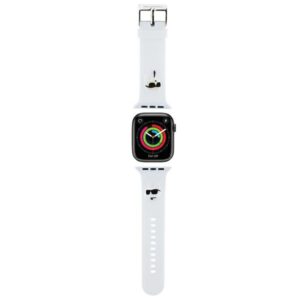 Karl Lagerfeld apyrankė KLAWLSLKCNH Apple Watch 42/44/45/49mm baltos spalvos apyrankė 3D Rubber Karl&Choupette - Image 1