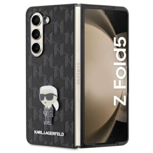 Karl Lagerfeld KLHCZFD5SAPKINPK Z Fold5F946 kietas dėklas juodos spalvos Saffiano Monogram Ikonik Pin - Image 1