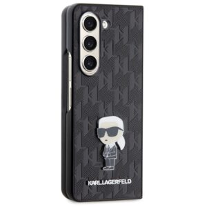 Karl Lagerfeld KLHCZFD5SAPKINPK Z Fold5F946 kietas dėklas juodos spalvos Saffiano Monogram Ikonik Pin - Image 5