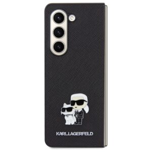 Karl Lagerfeld KLHCZFD5SAKCNPK Z Fold5F946 kietas dėklas juodos spalvos Saffiano Karl&Choupette Pin - Image 2