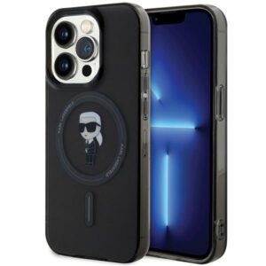 Karl Lagerfeld KLHMP14LHFCKNOK Apple iPhone 14 Pro 6.1" juodos spalvos kietas dėklas IML Ikonik MagSafe - Image 1