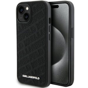 Karl Lagerfeld KLHCP15SPQKPMK Apple iPhone 15/ 14 / 13 6.1" juodos spalvos kietas dėklas Quilted K Pattern - Image 1
