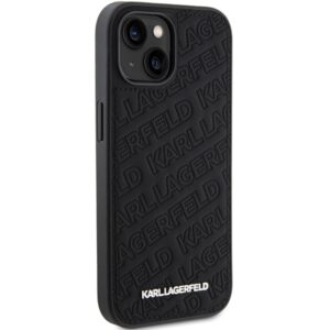 Karl Lagerfeld KLHCP15SPQKPMK Apple iPhone 15/ 14 / 13 6.1" juodos spalvos kietas dėklas Quilted K Pattern - Image 4