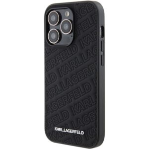 Karl Lagerfeld KLHCP15LPQKPMK Apple iPhone 15 Pro 6.1" juodos spalvos kietas dėklas Quilted K Pattern - Image 2