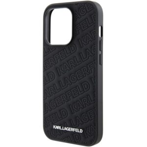 Karl Lagerfeld KLHCP15LPQKPMK Apple iPhone 15 Pro 6.1" juodos spalvos kietas dėklas Quilted K Pattern - Image 6