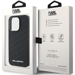 Karl Lagerfeld KLHCP15LPQKPMK Apple iPhone 15 Pro 6.1" juodos spalvos kietas dėklas Quilted K Pattern - Image 8