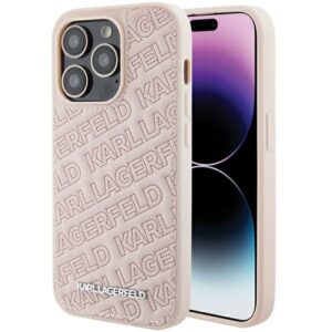 Karl Lagerfeld KLHCP15XPQKPMP Apple iPhone 15 Pro Max 6.7" rožinės spalvos kietas dėklas Quilted K Pattern - Image 1