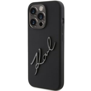 Karl Lagerfeld KLHCP15LSKSBMCK Apple iPhone 15 Pro 6.1" juodos spalvos kietas dėklas Silicone Karl Script - Image 2