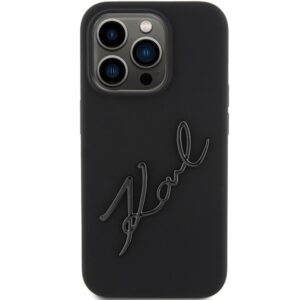 Karl Lagerfeld KLHCP15LSKSBMCK Apple iPhone 15 Pro 6.1" juodos spalvos kietas dėklas Silicone Karl Script - Image 3