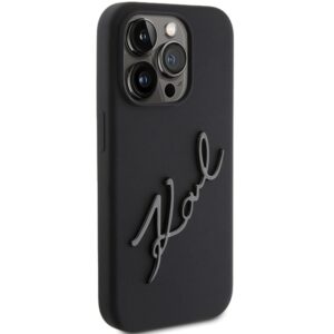 Karl Lagerfeld KLHCP15LSKSBMCK Apple iPhone 15 Pro 6.1" juodos spalvos kietas dėklas Silicone Karl Script - Image 4
