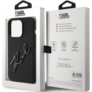 Karl Lagerfeld KLHCP15LSKSBMCK Apple iPhone 15 Pro 6.1" juodos spalvos kietas dėklas Silicone Karl Script - Image 8