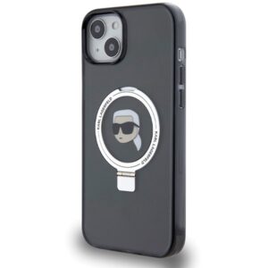 Karl Lagerfeld KLHMP15MHMRSKHK Apple iPhone 15 Plus / 14 Plus 6.7" juodos spalvos kietas dėklas Ring Stand Karl He - Image 2