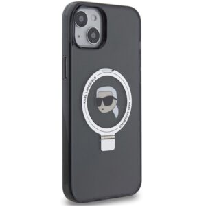 Karl Lagerfeld KLHMP15MHMRSKHK Apple iPhone 15 Plus / 14 Plus 6.7" juodos spalvos kietas dėklas Ring Stand Karl He - Image 4