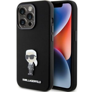 Karl Lagerfeld KLHCP15LSMHKNPK Apple iPhone 15 Pro 6.1" juodos spalvos Silicone Ikonik Metal Pin