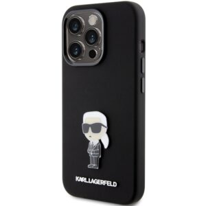 Karl Lagerfeld KLHCP15LSMHKNPK Apple iPhone 15 Pro 6.1" juodos spalvos Silicone Ikonik Metal Pin - Image 2