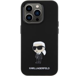 Karl Lagerfeld KLHCP15LSMHKNPK Apple iPhone 15 Pro 6.1" juodos spalvos Silicone Ikonik Metal Pin - Image 3