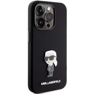 Karl Lagerfeld KLHCP15LSMHKNPK Apple iPhone 15 Pro 6.1" juodos spalvos Silicone Ikonik Metal Pin - Image 4