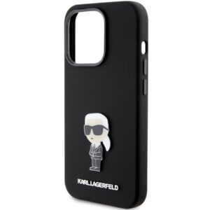 Karl Lagerfeld KLHCP15LSMHKNPK Apple iPhone 15 Pro 6.1" juodos spalvos Silicone Ikonik Metal Pin - Image 6
