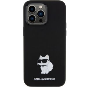 Karl Lagerfeld KLHCP15XSMHCNPK Apple iPhone 15 Pro Max 6.7" juodos spalvos Silicone Choupette Metal Pin - Image 3