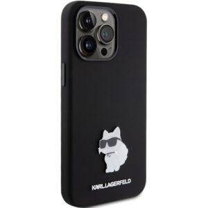 Karl Lagerfeld KLHCP15XSMHCNPK Apple iPhone 15 Pro Max 6.7" juodos spalvos Silicone Choupette Metal Pin - Image 4