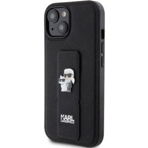Karl Lagerfeld KLHCP15SGSAKCPK Apple iPhone 15/ 14 / 13 6.1" juodos spalvos kietas dėklas Gripstand Saffiano Karl - Image 2
