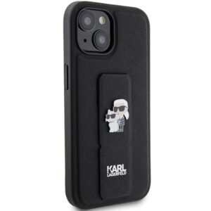 Karl Lagerfeld KLHCP15SGSAKCPK Apple iPhone 15/ 14 / 13 6.1" juodos spalvos kietas dėklas Gripstand Saffiano Karl - Image 4