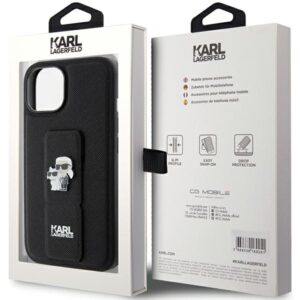 Karl Lagerfeld KLHCP15MGSAKCPK Apple iPhone 15 Plus / 14 Plus 6.7" juodos spalvos kietas dėklas Gripstand Saffiano - Image 8