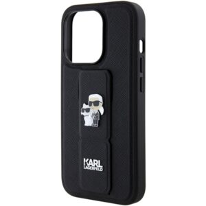 Karl Lagerfeld KLHCP15LGSAKCPK Apple iPhone 15 Pro 6.1" juodos spalvos kietas dėklas Gripstand Saffiano Karl&Choup - Image 7