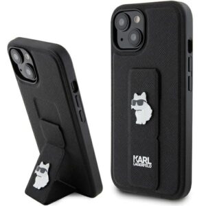 Karl Lagerfeld KLHCP15SGSACHPK Apple iPhone 15/ 14 / 13 6.1" juodos spalvos kietas dėklas Gripstand Saffiano Chou - Image 1