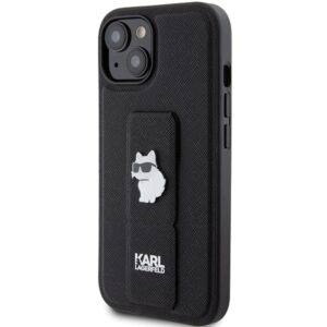 Karl Lagerfeld KLHCP15SGSACHPK Apple iPhone 15/ 14 / 13 6.1" juodos spalvos kietas dėklas Gripstand Saffiano Chou - Image 2