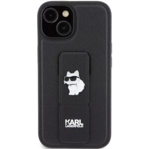 Karl Lagerfeld KLHCP15SGSACHPK Apple iPhone 15/ 14 / 13 6.1" juodos spalvos kietas dėklas Gripstand Saffiano Chou - Image 3