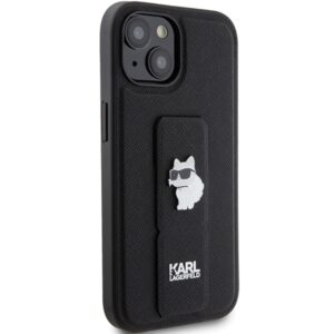 Karl Lagerfeld KLHCP15SGSACHPK Apple iPhone 15/ 14 / 13 6.1" juodos spalvos kietas dėklas Gripstand Saffiano Chou - Image 4