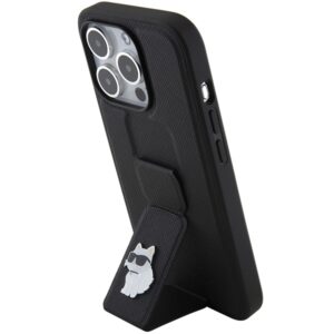 Karl Lagerfeld KLHCP15LGSACHPK Apple iPhone 15 Pro 6.1" juodos spalvos kietas dėklas Gripstand Saffiano Choupette - Image 2