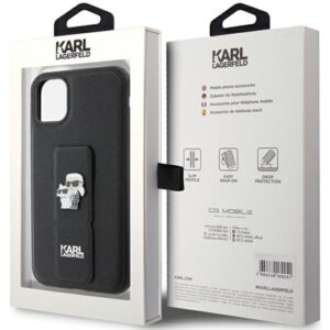 Karl Lagerfeld KLHCN61GSAKCPK Apple iPhone 11/ Xr 6.1" juodos spalvos kietas dėklas Gripstand Saffiano Karl&Choup - Image 8