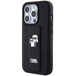 Karl Lagerfeld KLHCP13LGSAKCPK Apple iPhone 13 Pro / 13 6.1" juodos spalvos kietas dėklas Gripstand Saffiano Karl& - Image 2