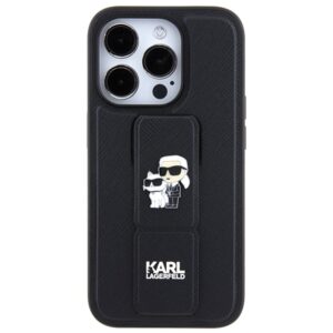 Karl Lagerfeld KLHCP13LGSAKCPK Apple iPhone 13 Pro / 13 6.1" juodos spalvos kietas dėklas Gripstand Saffiano Karl& - Image 3