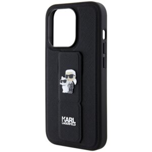 Karl Lagerfeld KLHCP13LGSAKCPK Apple iPhone 13 Pro / 13 6.1" juodos spalvos kietas dėklas Gripstand Saffiano Karl& - Image 6