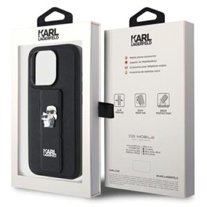 Karl Lagerfeld KLHCP13LGSAKCPK Apple iPhone 13 Pro / 13 6.1" juodos spalvos kietas dėklas Gripstand Saffiano Karl& - Image 8