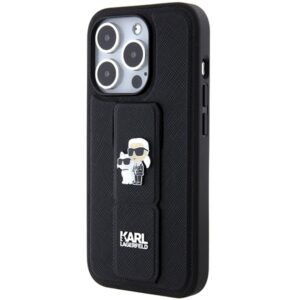 Karl Lagerfeld KLHCP14LGSAKCPK Apple iPhone 14 Pro 6.1" juodos spalvos kietas dėklas Gripstand Saffiano Karl&Choup - Image 2