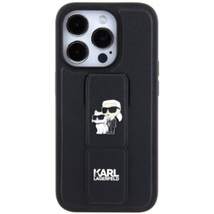 Karl Lagerfeld KLHCP14LGSAKCPK Apple iPhone 14 Pro 6.1" juodos spalvos kietas dėklas Gripstand Saffiano Karl&Choup - Image 3