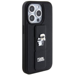 Karl Lagerfeld KLHCP14LGSAKCPK Apple iPhone 14 Pro 6.1" juodos spalvos kietas dėklas Gripstand Saffiano Karl&Choup - Image 4