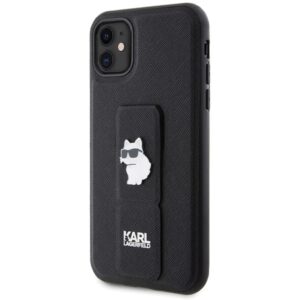 Karl Lagerfeld KLHCN61GSACHPK Apple iPhone 11/ Xr 6.1" juodos spalvos kietas dėklas Gripstand Saffiano Choupette - Image 2