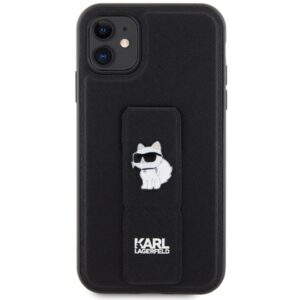 Karl Lagerfeld KLHCN61GSACHPK Apple iPhone 11/ Xr 6.1" juodos spalvos kietas dėklas Gripstand Saffiano Choupette - Image 3