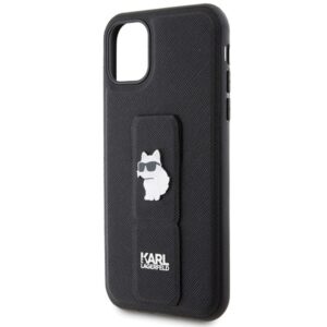 Karl Lagerfeld KLHCN61GSACHPK Apple iPhone 11/ Xr 6.1" juodos spalvos kietas dėklas Gripstand Saffiano Choupette - Image 6