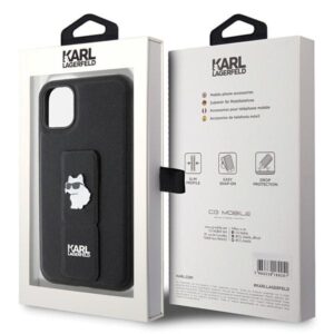 Karl Lagerfeld KLHCN61GSACHPK Apple iPhone 11/ Xr 6.1" juodos spalvos kietas dėklas Gripstand Saffiano Choupette - Image 8