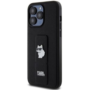 Karl Lagerfeld KLHCP13LGSACHPK Apple iPhone 13 Pro / 13 6.1" juodos spalvos kietas dėklas Gripstand Saffiano Choup - Image 2