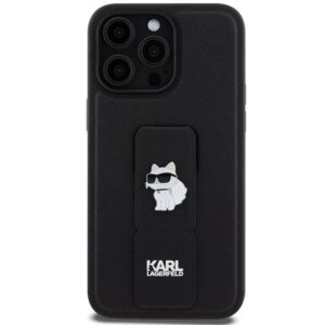 Karl Lagerfeld KLHCP13LGSACHPK Apple iPhone 13 Pro / 13 6.1" juodos spalvos kietas dėklas Gripstand Saffiano Choup - Image 3
