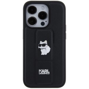 Karl Lagerfeld KLHCP14LGSACHPK Apple iPhone 14 Pro 6.1" juodos spalvos kietas dėklas Gripstand Saffiano Choupette - Image 3