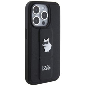 Karl Lagerfeld KLHCP14LGSACHPK Apple iPhone 14 Pro 6.1" juodos spalvos kietas dėklas Gripstand Saffiano Choupette - Image 4
